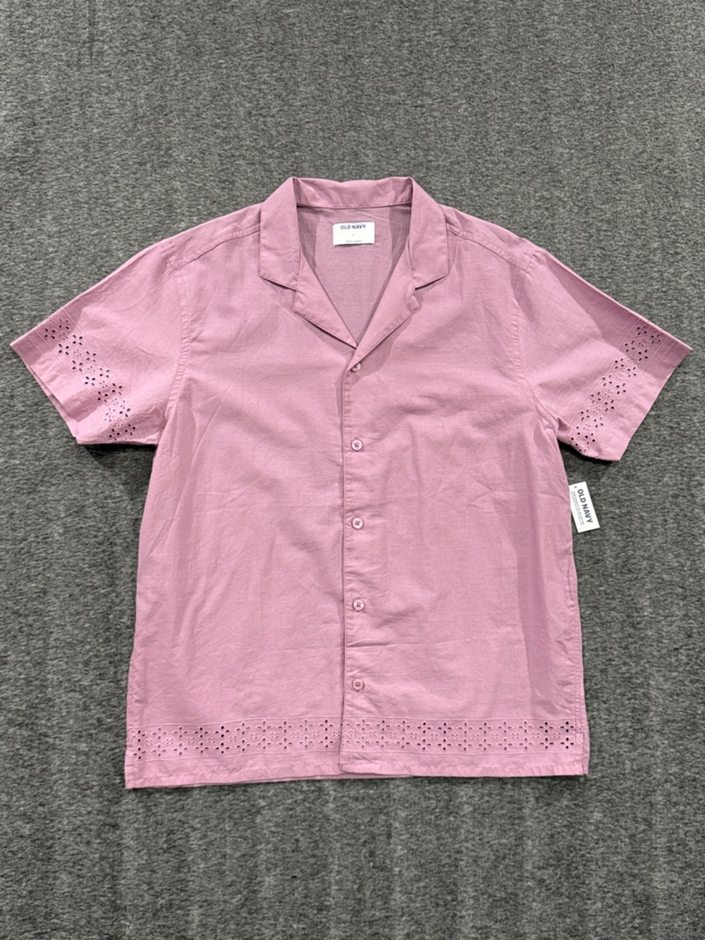Old Navy Men’s Dusty Rose Short-Sleeve Button-Up Shirt Size L Beachy Preppy NWT